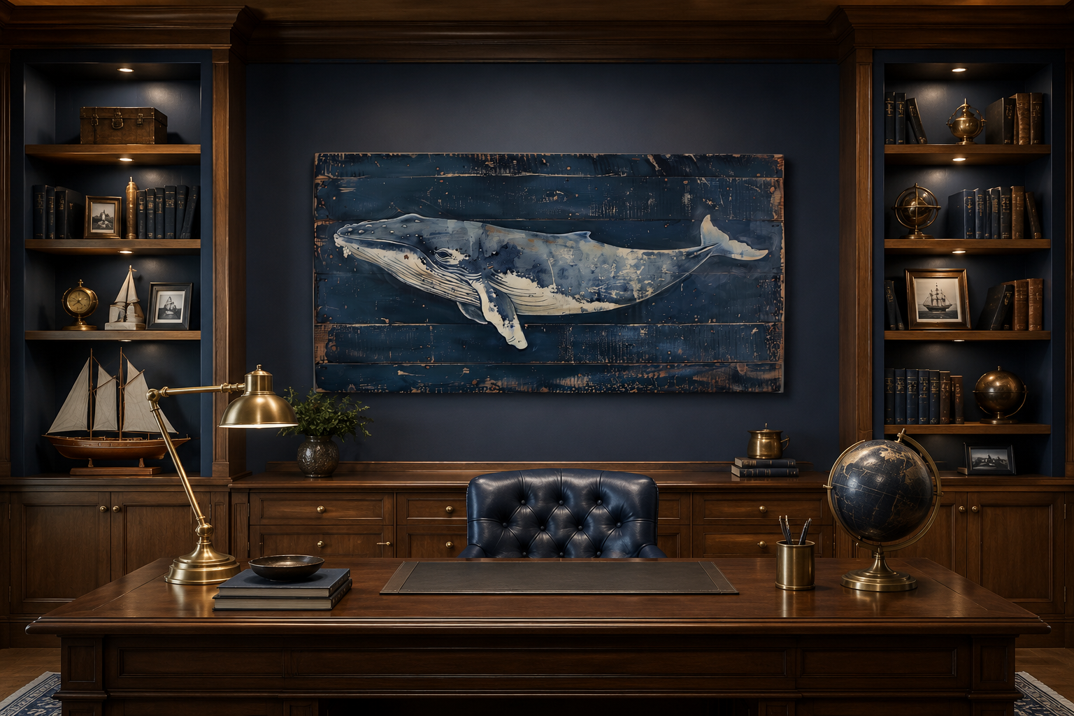 Humpback Whale Wall Art – Nautical Wall Art For Man Cave Or Office Canvas Print