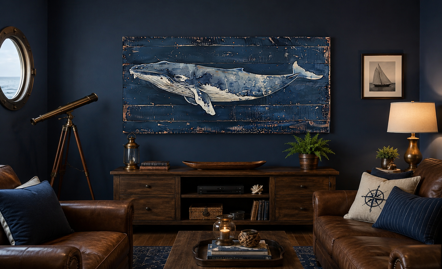 Humpback Whale Wall Art – Nautical Wall Art For Man Cave Or Office Canvas Print