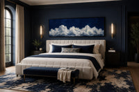 Navy Blue Cloud Wall Art - Long Narrow Bedroom Canvas Print
