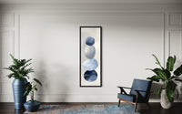 Navy Blue Grey Beige Shapes Vertical Narrow Canvas Wall Art