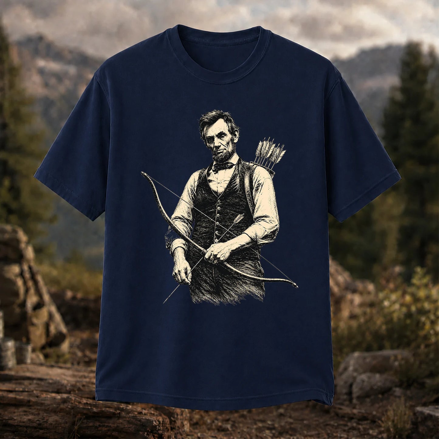 Abraham Lincoln Archer T-Shirt, Vintage Bow Hunting Tee