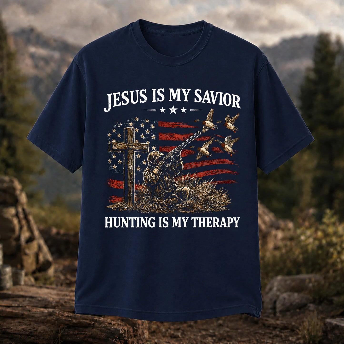 Jesus Is My Savior Hunting Is My Therapy T-Shirt, Christian Hunter Tee