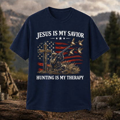 Jesus Is My Savior Hunting Is My Therapy T-Shirt, Christian Hunter Tee