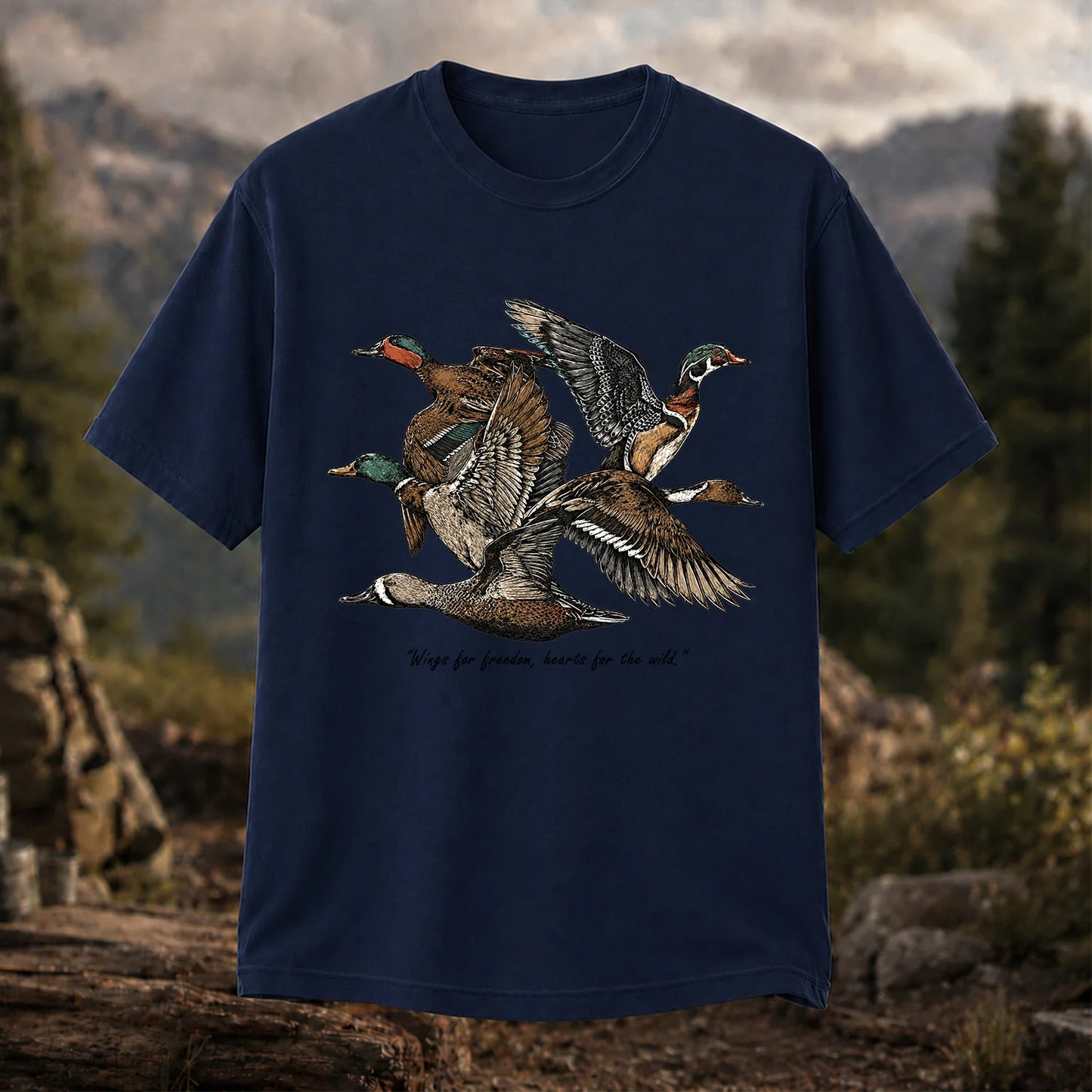 Flying Ducks T-Shirt, Vintage Waterfowl Hunting Tee