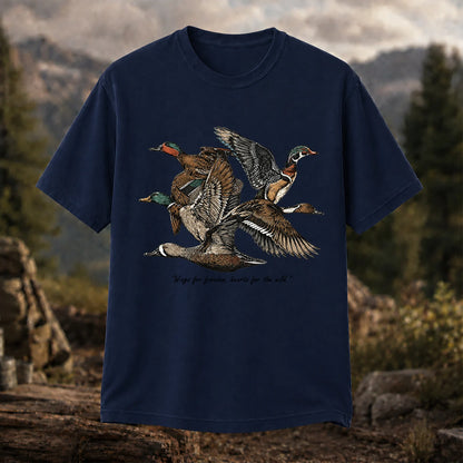 Flying Ducks T-Shirt, Vintage Waterfowl Hunting Tee