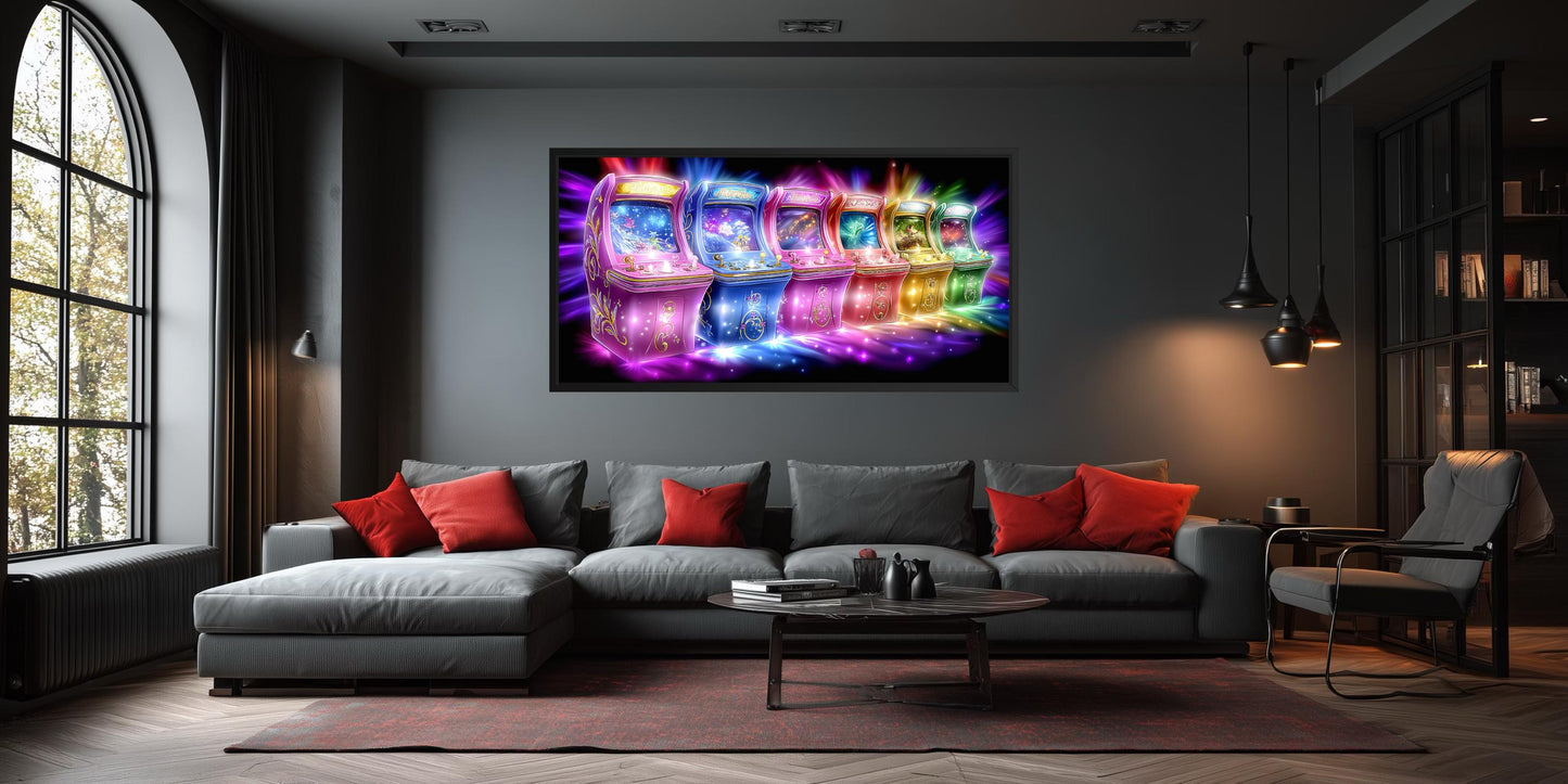 Neon Retro Arcade Wall Art Gaming Canvas Wall Art