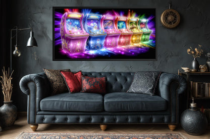 Neon Retro Arcade Wall Art Gaming Canvas Wall Art