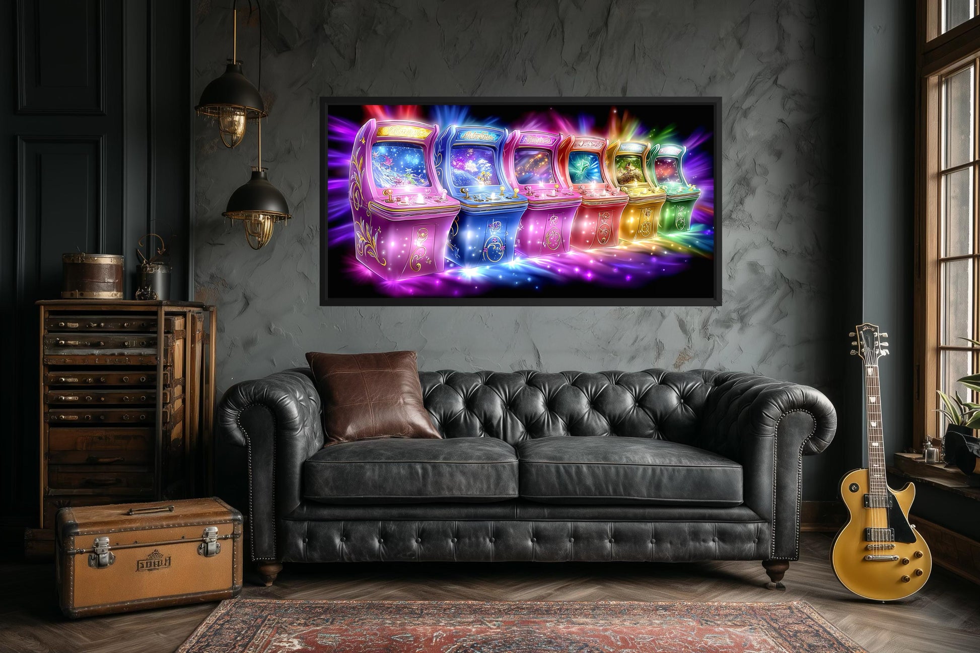 Neon Retro Arcade Wall Art Gaming Canvas Wall Art