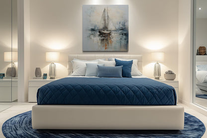 Neutral Light Blue Square Sailboat Wall Art