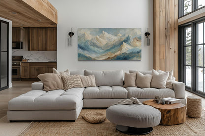 Neutral Pastel Mountain Landscape Canvas Wall Art
