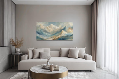 Neutral Pastel Mountain Landscape Canvas Wall Art