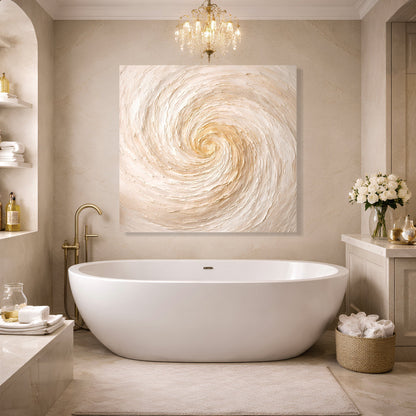 Neutral Gold Abstract — Large Spiral