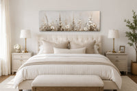 Neutral Wildflower Wall Art - Beige Floral Canvas Print | Calm Botanical Above Bed Decor
