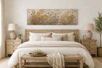 Neutral Wildflowers Long Narrow Wall Art – Grass Meadow Canvas Print | Boho Farmhouse Decor