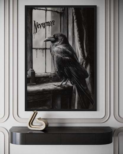 Nevermore Gothic Wall Art With Raven Inspired By Edgar Poe
