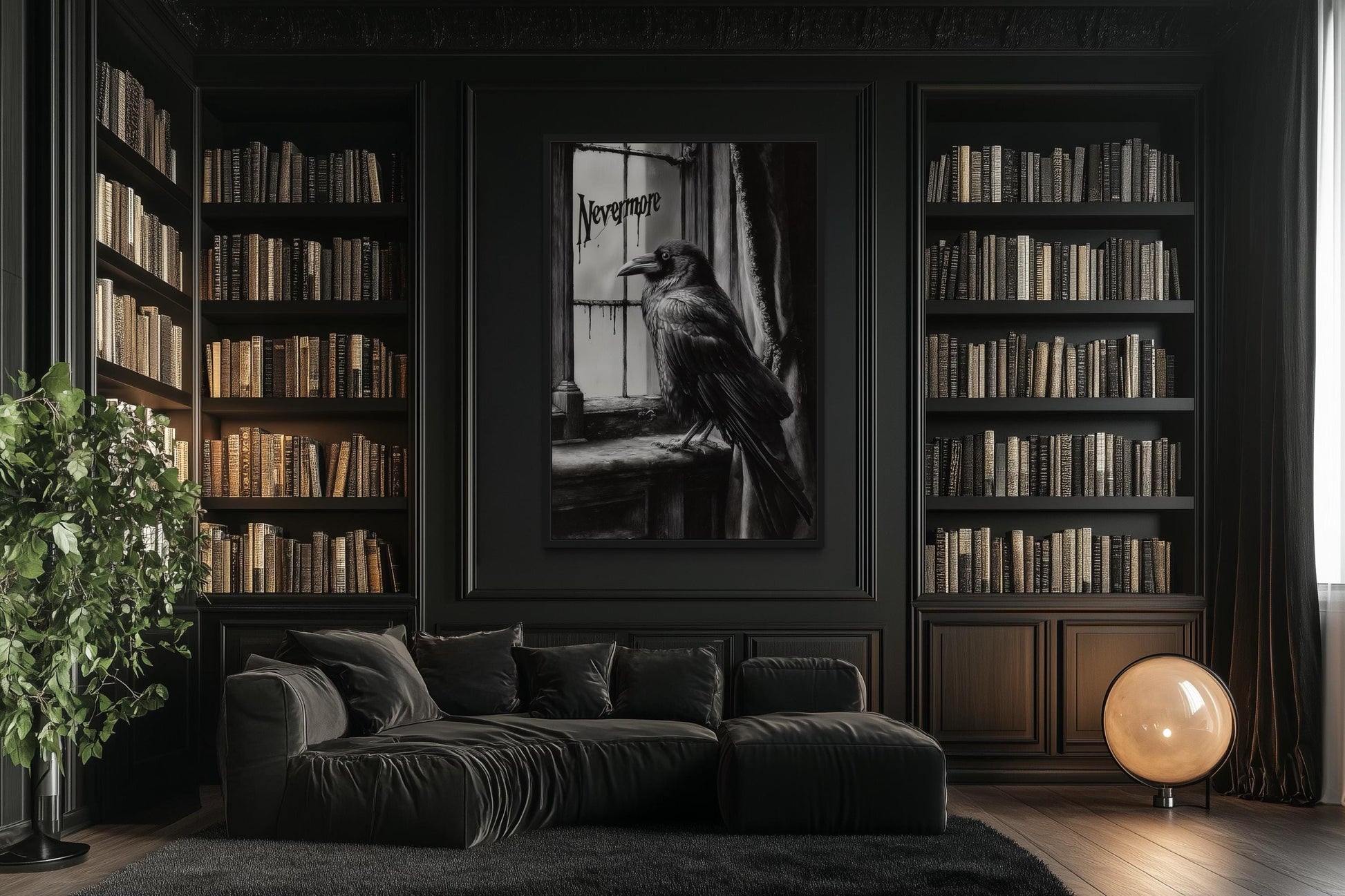 Nevermore Gothic Wall Art With Raven Inspired By Edgar Poe