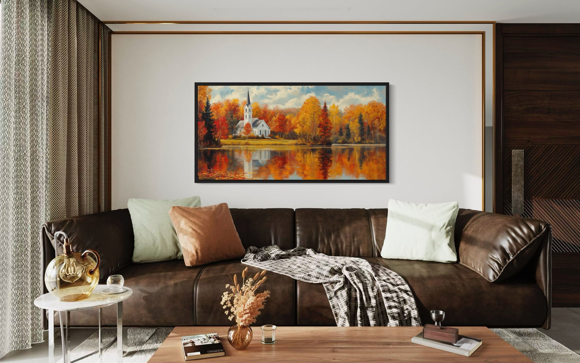 New England Autumn Wall Art – Vermont Landscape Print | Rustic Fall Foliage Decor Canvas