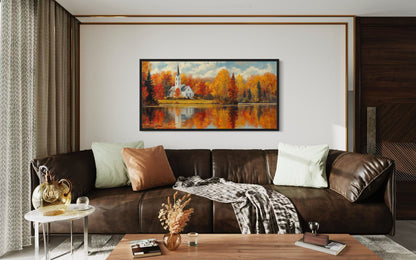 New England Autumn Wall Art – Vermont Landscape Print | Rustic Fall Foliage Decor Canvas