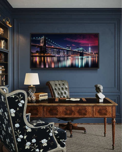 New York City Skyline Art – Brooklyn Bridge Canvas | Vibrant Urban Wall Decor