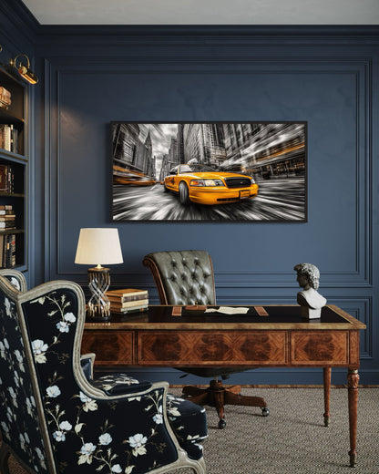 New York City Yellow Taxi Graffiti Style Canvas Wall Art