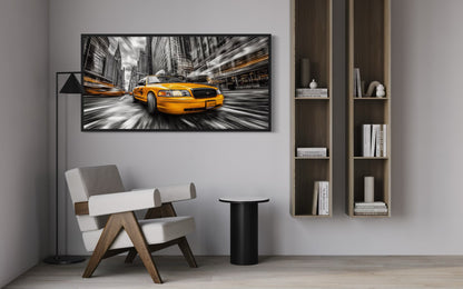 New York City Yellow Taxi Graffiti Style Canvas Wall Art