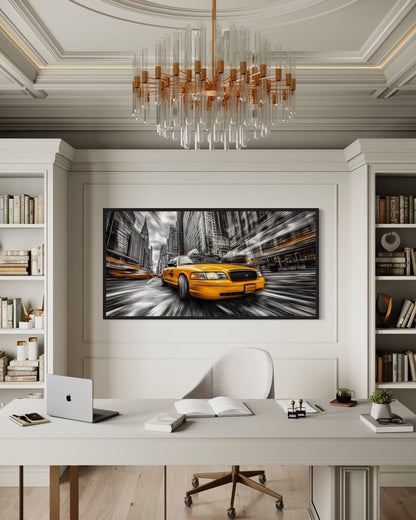New York City Yellow Taxi Graffiti Style Canvas Wall Art