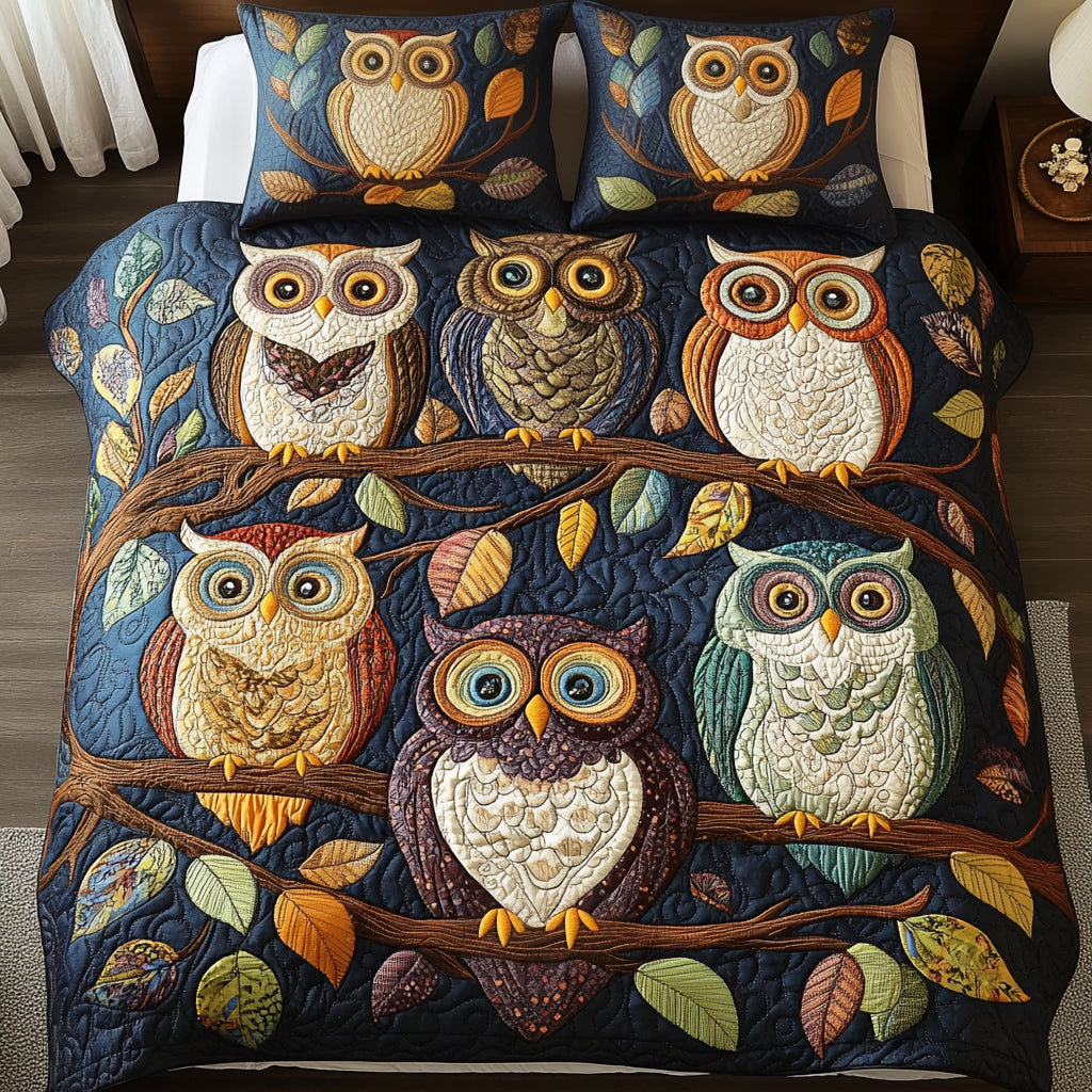 Night Perch 3-Piece Quilted Bedding Set - Single (59" x 70")