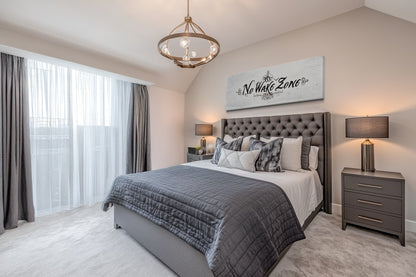 No Wake Zone Long Narrow Over Bed Framed Canvas Wall Art