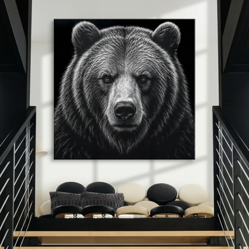Noir Bear - 23"x23" - canvas