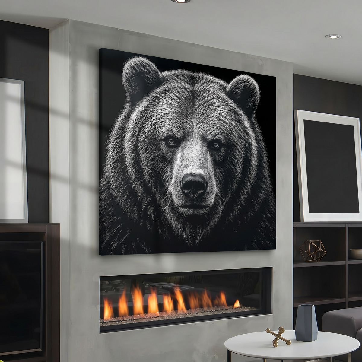 Noir Bear - 30"x30" - canvas