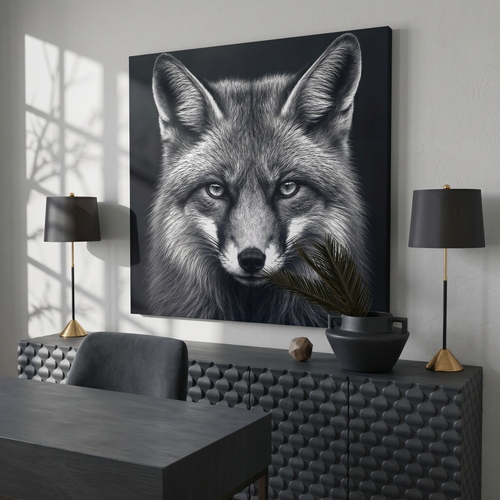 Noir Fox - 23"x23" - canvas