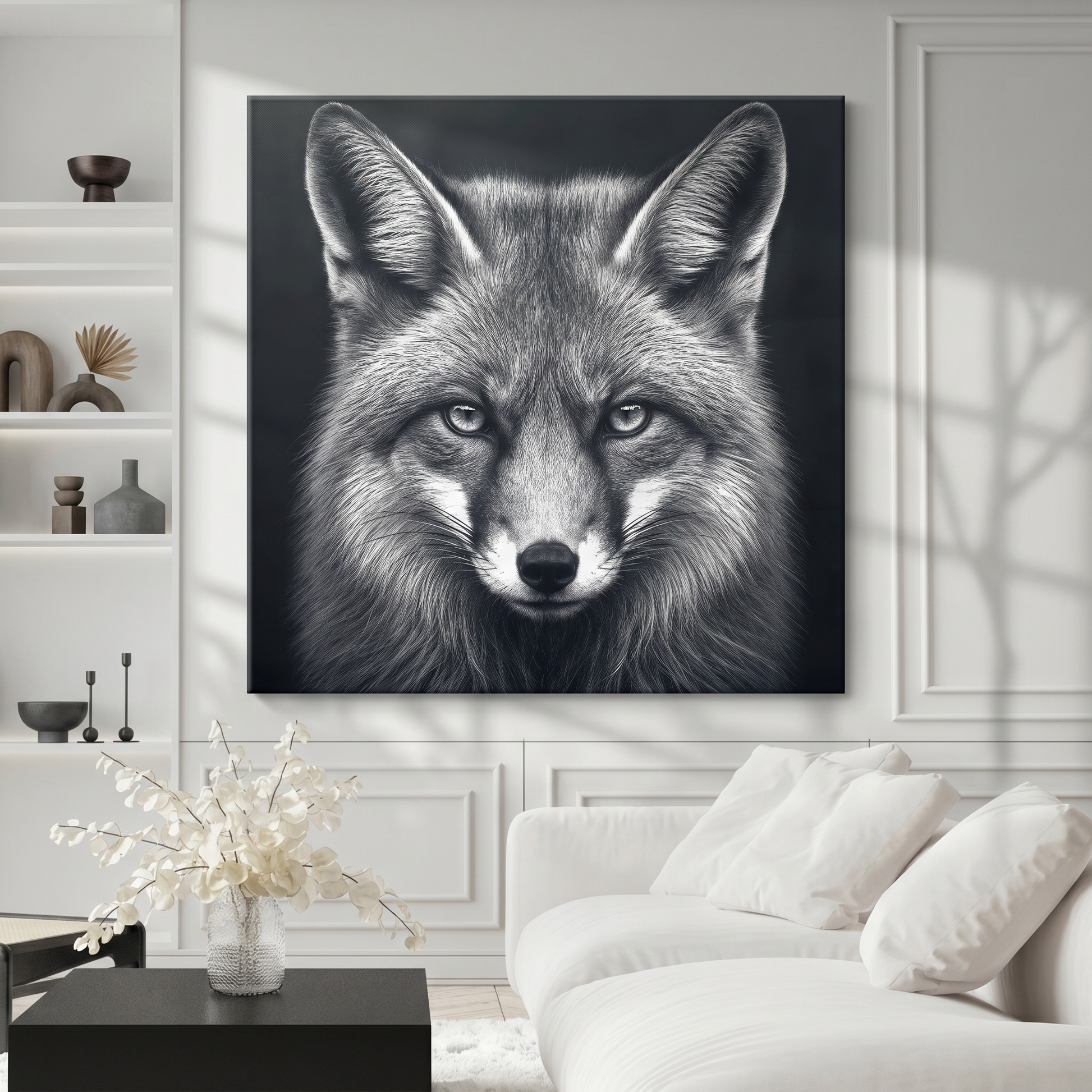 Noir Fox - 30"x30" - canvas