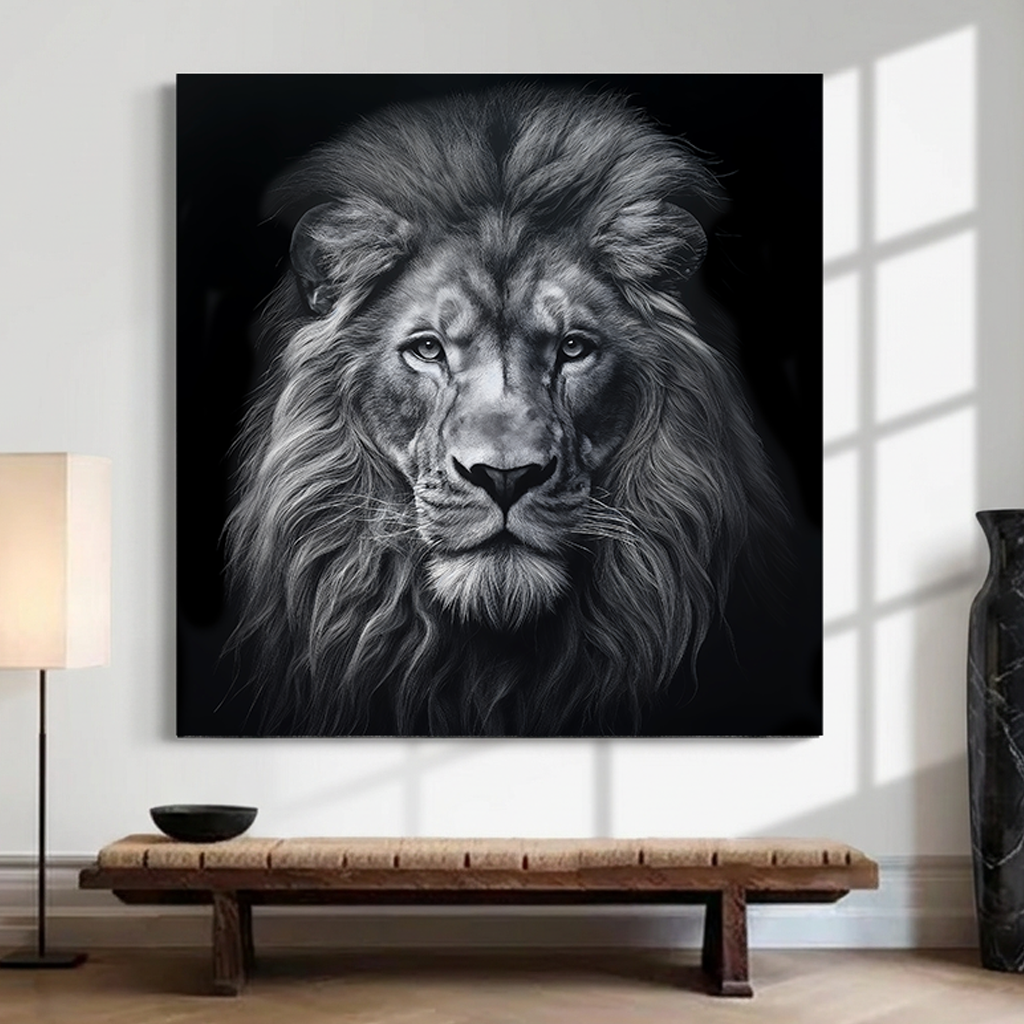 Noir Lion - 23"x23" - canvas