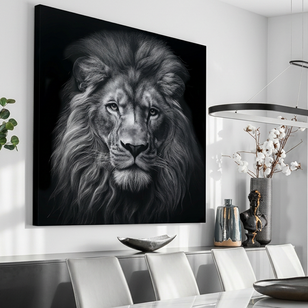 Noir Lion - 30"x30" - canvas