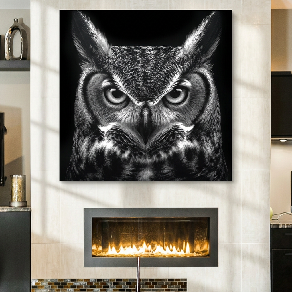 Noir Owl - 30"x30" - canvas