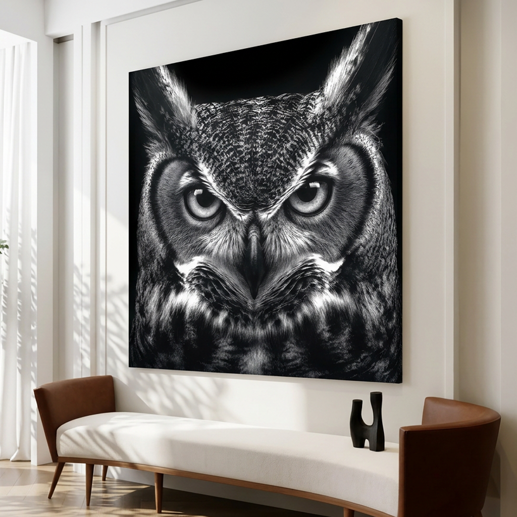 Noir Owl - 40"x40" - canvas