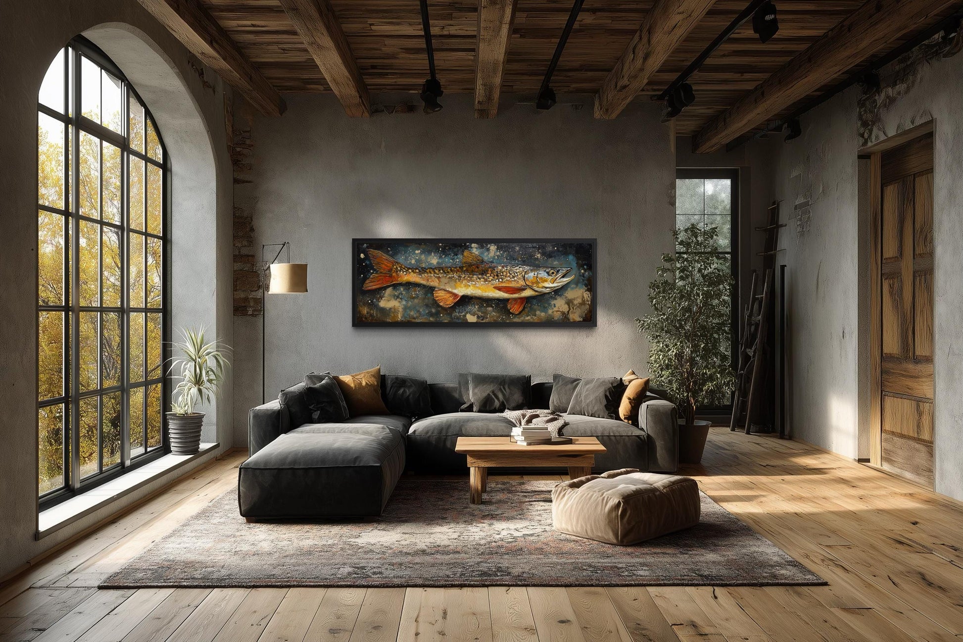 Northern Pike Wall Art - Rustic Fishing Lodge Decor | Freshwater Fish Canvas Print