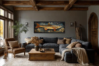 Northern Pike Wall Art - Rustic Fishing Lodge Decor | Freshwater Fish Canvas Print