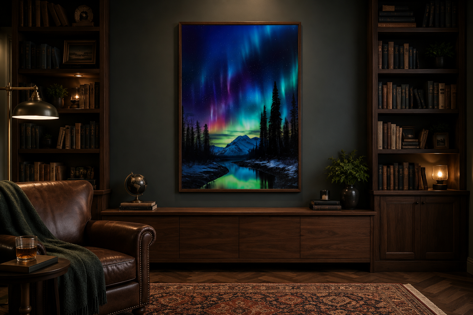 Northern Lights Stunning Aurora Borealis Framed Canvas Wall Art