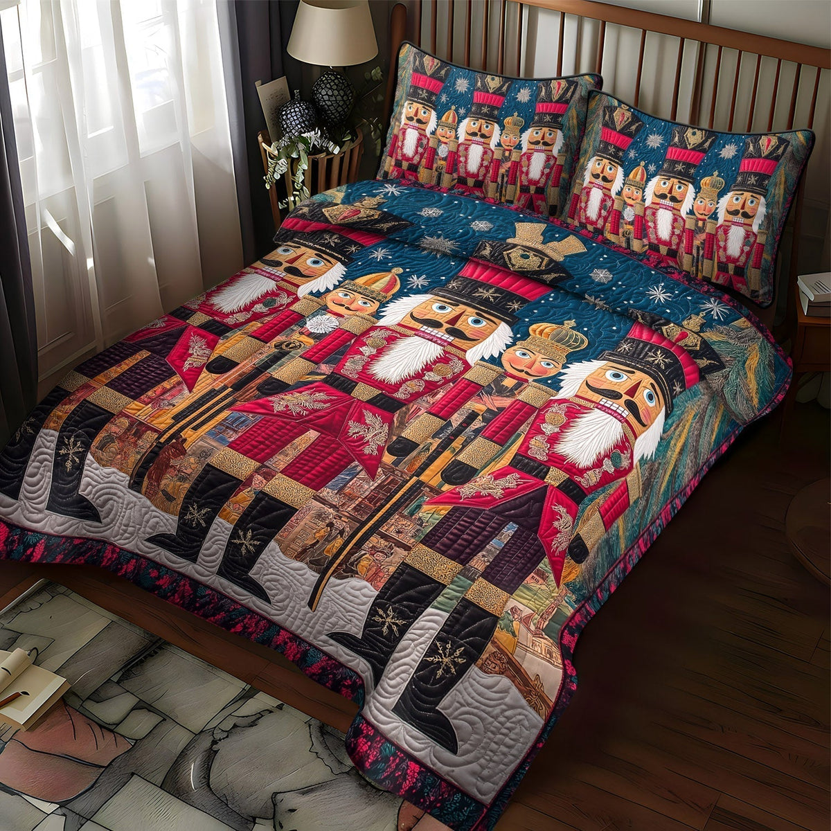 Nutcracker Elegance 3-Piece Quilted Bedding Set - Single (59" x 70")