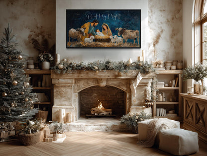 O Holy Night Christmas Nativity Framed Canvas Wall Art