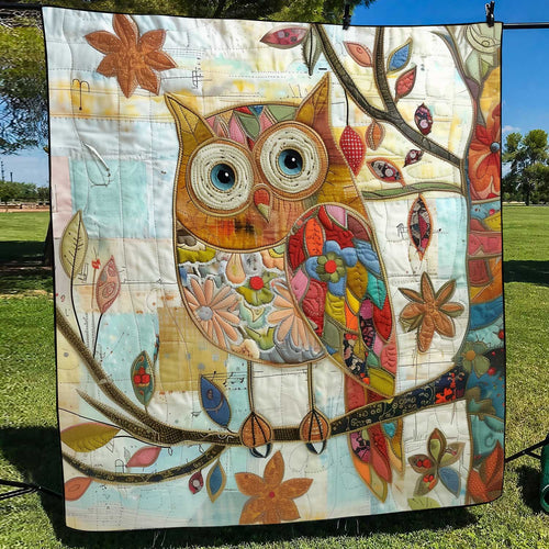 Colorful Owl Patchwork Quilted Blanket - Throw (55" x 60")