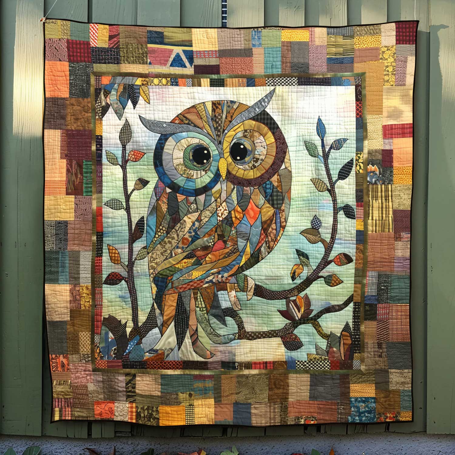 Vintage Owl Patchwork Quilted Blanket - Throw (55" x 60")