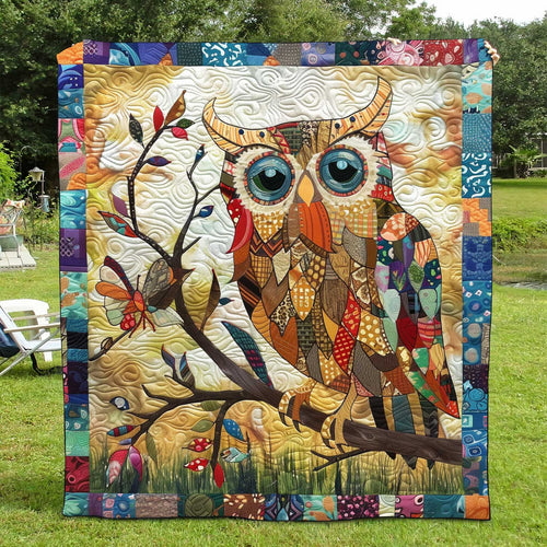 Vintage Owl Patchwork Quilted Blanket - Throw (55" x 60")