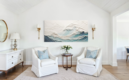 Ocean Wave Wall Art With 3 D Illusion – Teal Wave Canvas | Modern Seascape Decor