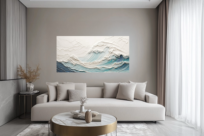 Ocean Wave Wall Art With 3 D Illusion – Teal Wave Canvas | Modern Seascape Decor