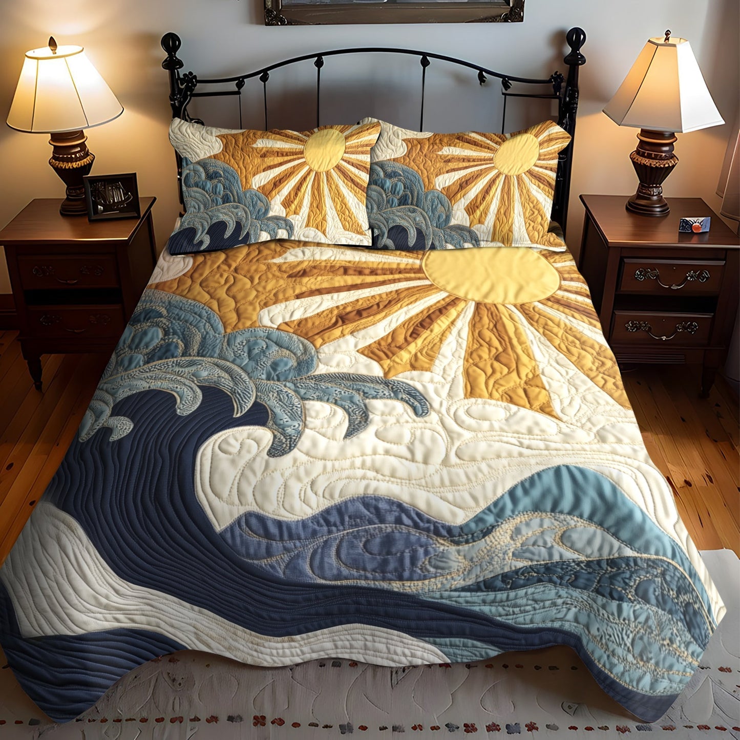 Ocean Sunrise 3-Piece Quilted Bedding Set - Single (59" x 70")