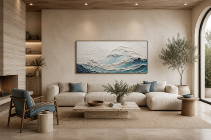 Ocean Wave Wall Art With 3 D Illusion – Teal Wave Canvas | Modern Seascape Decor