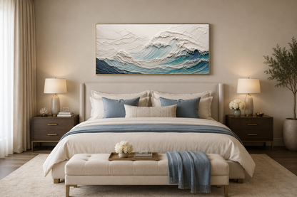 Ocean Wave Wall Art With 3 D Illusion – Teal Wave Canvas | Modern Seascape Decor