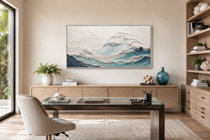Ocean Wave Wall Art With 3 D Illusion – Teal Wave Canvas | Modern Seascape Decor